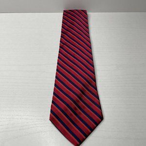 TOMMY HILFIGER Mens Striped Tie Red Blue Orange USA Made 100% Silk